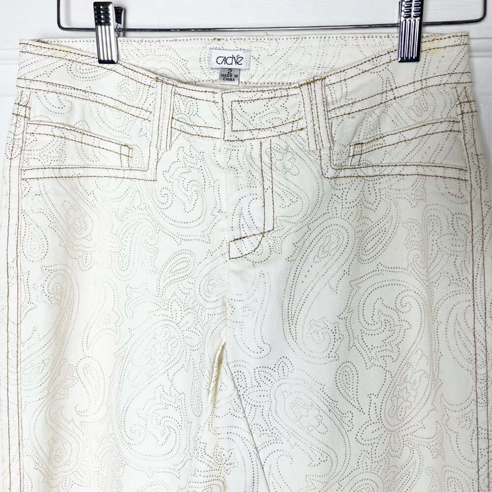 Cache Vintage Gold Embossed Textured Women's Pants | Size 2 | EUC - Picture 5 of 15
